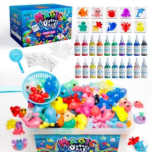 Kiditos Magic Water Elf Toy Kit with 20 Magic Gels, 10 Molds - Imaginative Play, Christmas Gifts, Birthday Gifts, Party Favors, and Family-Friendly DIY STEM Projects (20 Colors)