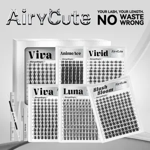 AiryCute Manga Trendy Collection |  Upgrade U Lashes with Ultra-Dense, Waterproof, Long-Lasting Lashes | Fashion Wet Look | Beginner-Friendly DIY Lashes for a Flawless Voluminous Look | Trendy & Must-Have Clusters #SummerVibes