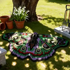 Bohemian Vintage Butterfly Rug, Large Soft Washable Carpet, Modern Minimalist Home Decor, Comfortable Plush Mat for Living Room Bedroom Porch Bathroom