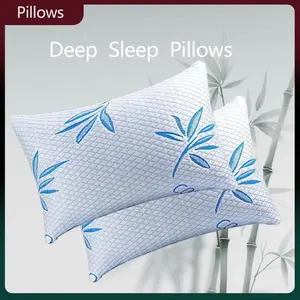 King Size Cooling Pillows Bamboo Rayon Cover Adjustable Shredded Memory Foam Fluffy Plump Comfortable for Family Sleeping Deep Sleep