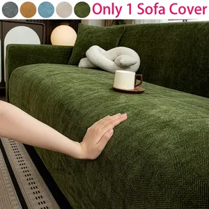 Luxury Chenille Herringbone Sofa Cover, Sofa Couch Cover, Sofa Slipcover, Durable Stain-Resistant Pet-Proof Furniture Protector, Living Room Decor