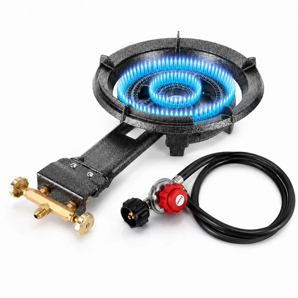 BESTFIRE 13" 90K  High-Pressure  Burner – Portable Single Gas Stove with 0-20 PSI Adjustable Regulator, Heavy Duty Outdoor Cooker Perfect for Backyard Cooking, Seafood Boil, Crawfish Party, Picnic & Camping propane btu bbq camp home patio backyard  turkey