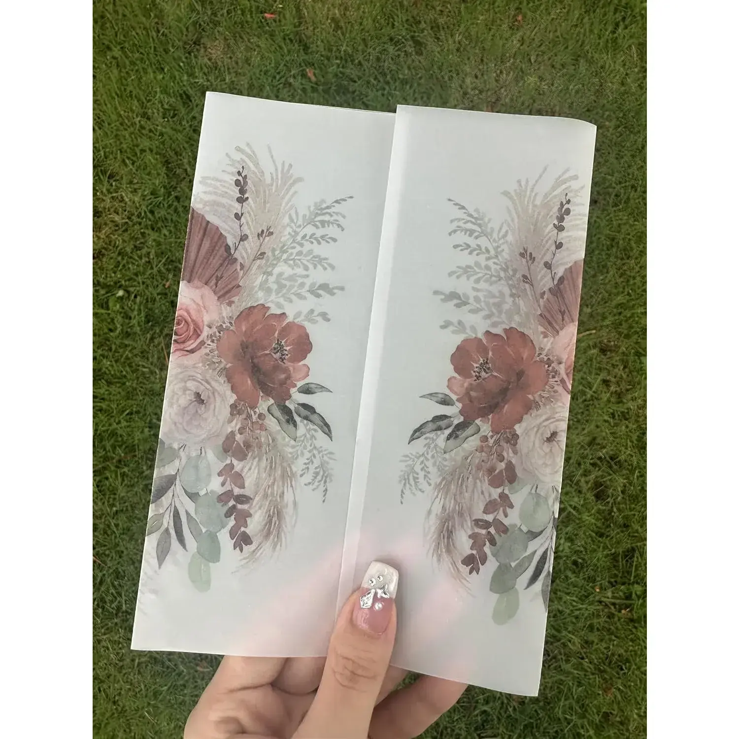 50 Pack Pre-Folded Boho Vellum Jackets - 5x7, 115GSM Vellum Paper - Wedding Invitation Wraps