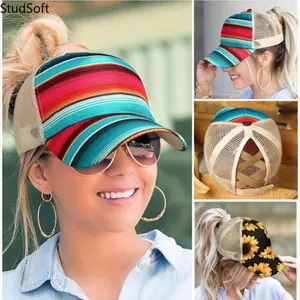 2026 New Digital Printed Sunflower Baseball Cap - Casual, Lightweight Sun Hat with Colorful Stripes, Breathable Mesh, Ponytail-Friendly Sun Visor, Casual Hat
