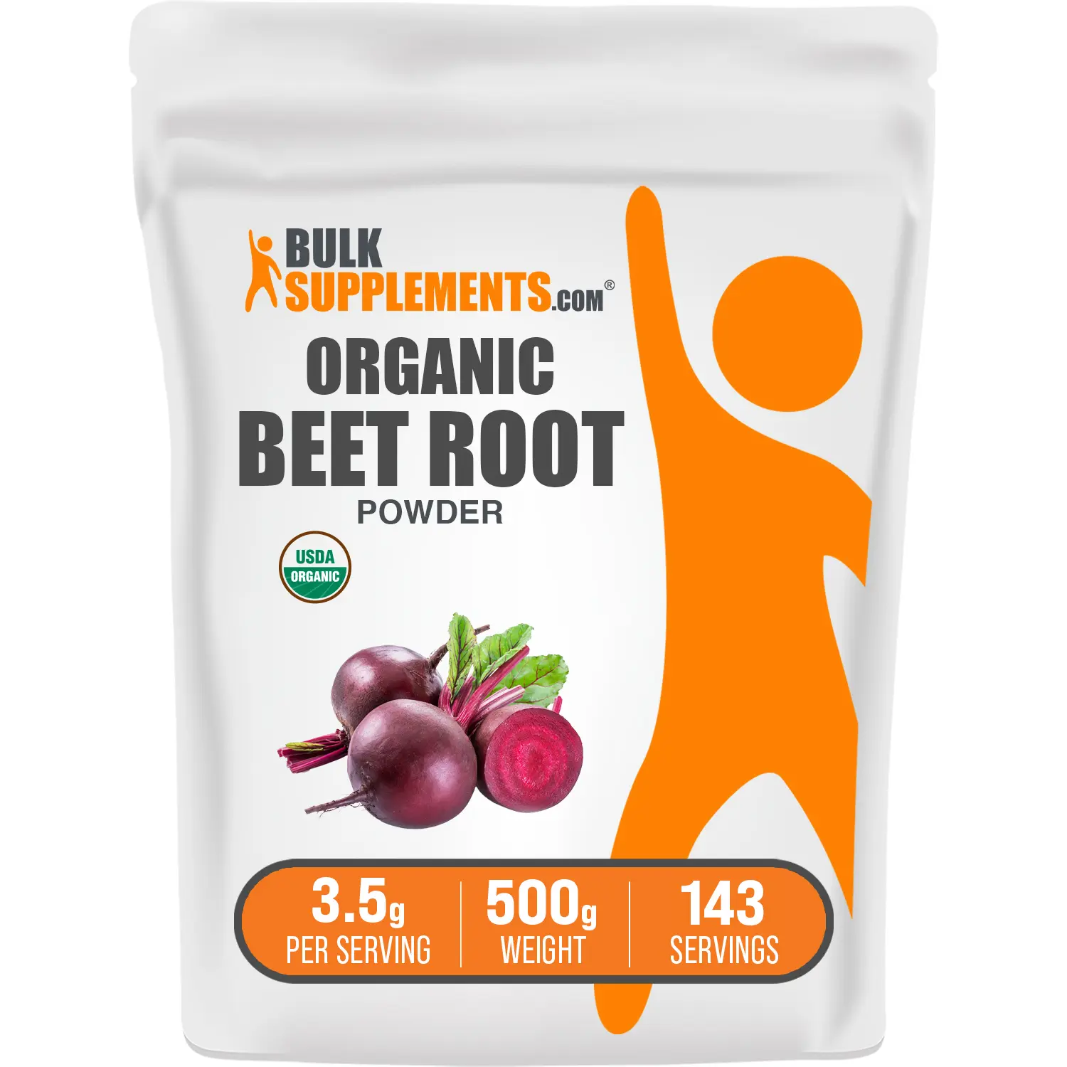 BulkSupplements Organic Pure Beet Root Powder - Energy Boost Powdered Supplement Drink Mix - 500g, 3.5g per Serving - Boosts Circulation, Heart Health - No Added Sugar, Unflavored