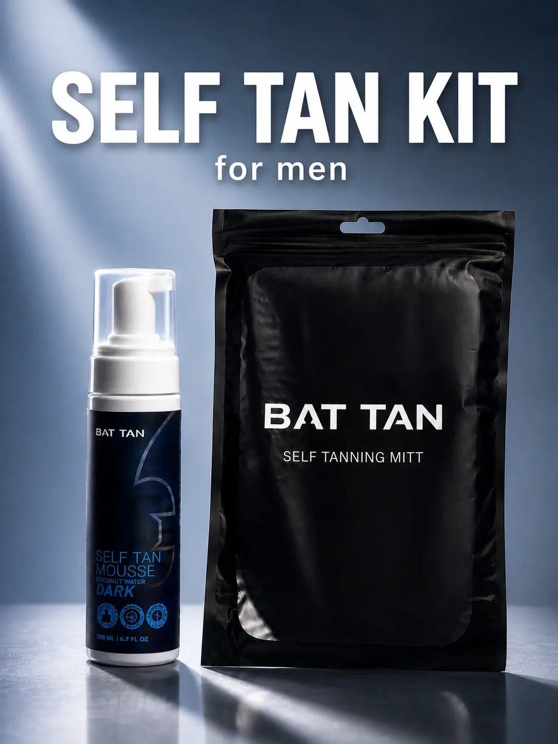 Self-Tan Kit - Body Self-Tanner Mousse, Application Mitt for At-Home Tanning (Beauty & Personal Care Bath & Body Care Essential) - Bat Tan
