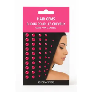 Sparkling Pink Hair Gems Set - 50 Pieces