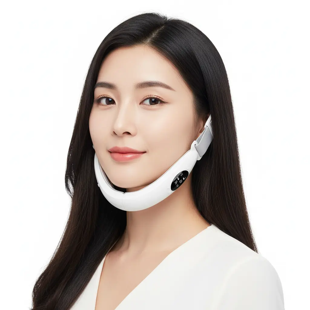 Batteries Built-in V-Line Facial Lifting Massager - Microcurrent EMS & Vibration Beauty Device for Daily Massage, All Skin Types, Jawline/Double Chin Toning, Anti-Aging, Puffiness Relief, Skin Tightening, Home Use (Cell Stimulation), Single Item, Versatil
