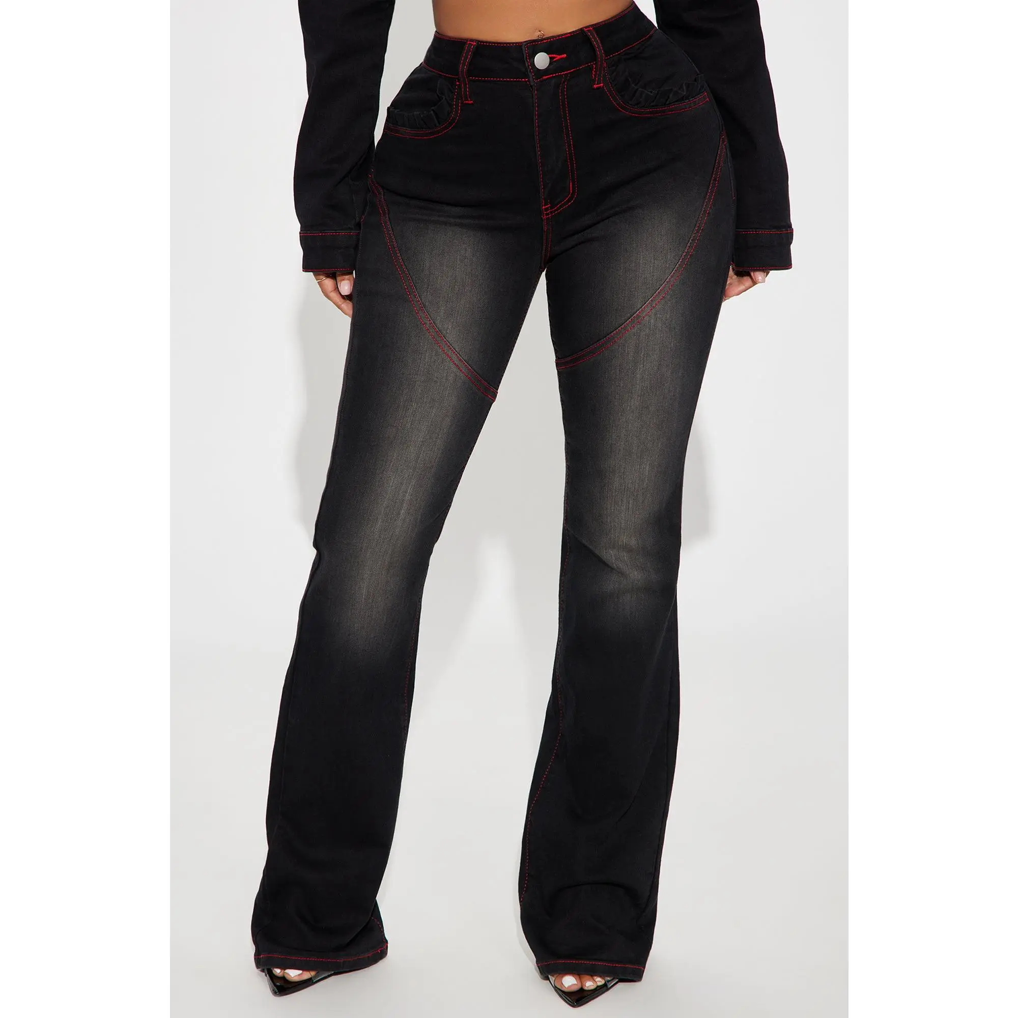 Up For A Challenge Stretch Moto Bootcut Jeans - Black Wash