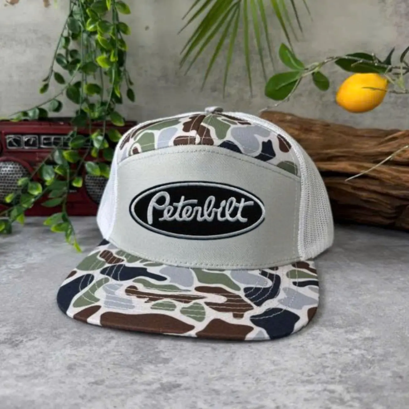 Peterbilt Embroidered Trucker Hat, Vintage Semi Truck Mesh Snapback Cap, Adjustable Diesel Driver Gift for Truckers, Drivers and Men