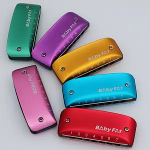 KONGSHENG Baby Fat 7-Hole Harmonica - Magnesium-Aluminum Alloy Body, Phosphor Bronze Reeds, 2 Full Octaves, All Keys Available, Travel-Ready with Lanyard