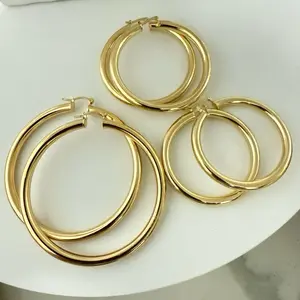 18k Gold Plated Plain Hoop Earrings