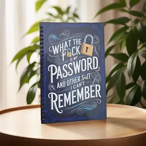 What The Is My Password and Other Shit I Can’t Remember – A Simple Password & Address Book, Minimalist Organizer for Usernames, Website Logins & Family Records, Perfect for Home Office or Computer Logins,  Spiral Bound Planner Workbook Journal