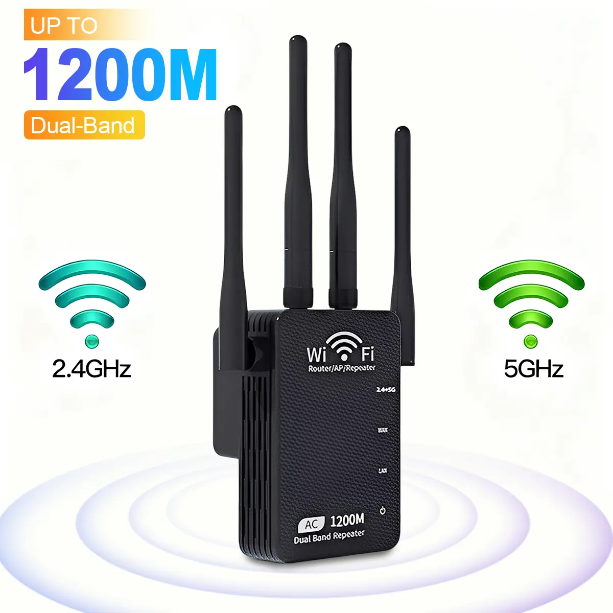 WiFi Extender, AC1200 Dual Band (5GHz/2.4GHz) Signal Booster, Covers 10,000 sq.ft & 60+ Devices, Repeater with Ethernet Port for Home, Gifts