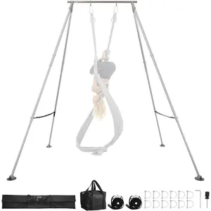 VEVOR Adjustable Yoga Aerial Rig, Aerial Silk Stands with Height Adjustable 5-11FT, Portable Stainless Steel Rig Aluminum Frame Legs, Fit with Hoops/Lyra/Silks/HammockVEVOR Super Brand Day