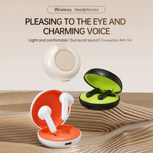 Wireless Earbuds, Sleek Round Design, Fast Chip, Instant Pairing, Stable Connection, Android & iOS Compatible, Ergonomic Half-In-Ear, Waterproof, Comfortable
