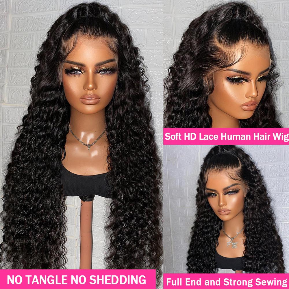 Bling Hair 13x6 Deep Wave Curly Wigs Human Hair Pre Plucked Pre Cut HD Lace Wigs Ready and Go 13x4 Glueless With Drawstring One-Step 13x6 HD Frontal Lace Curly Wave Wig Natural Hairline