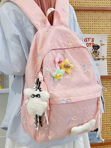 Women's backpack, solid color and clean color backpack, butterfly knot zipper closure, cute, fashionable and casual trend, suitable for students to go to school, campus, travel, shopping and traveling, women's backpack