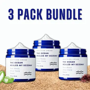 3-PACK: Natural Soothing Cream with Sea Moss & Oats - Eczema & Psoriasis Relief - Ocean Minerals - for Sensitive Skin - Hydrating Eczema Cream for Dry Skin Healthcare Therapeutic