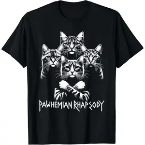 Retro Cat Rock Music Concert Band Men   Funny Cat T-Shirt Graphic tees