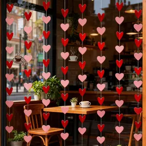5pcs Heart-Shaped Wreath and, Valentine's Day Decorations, Hanging Hearts, Banner, Wall Decoration, Large Heart Shape, Hanging Ornaments, Home Ornaments