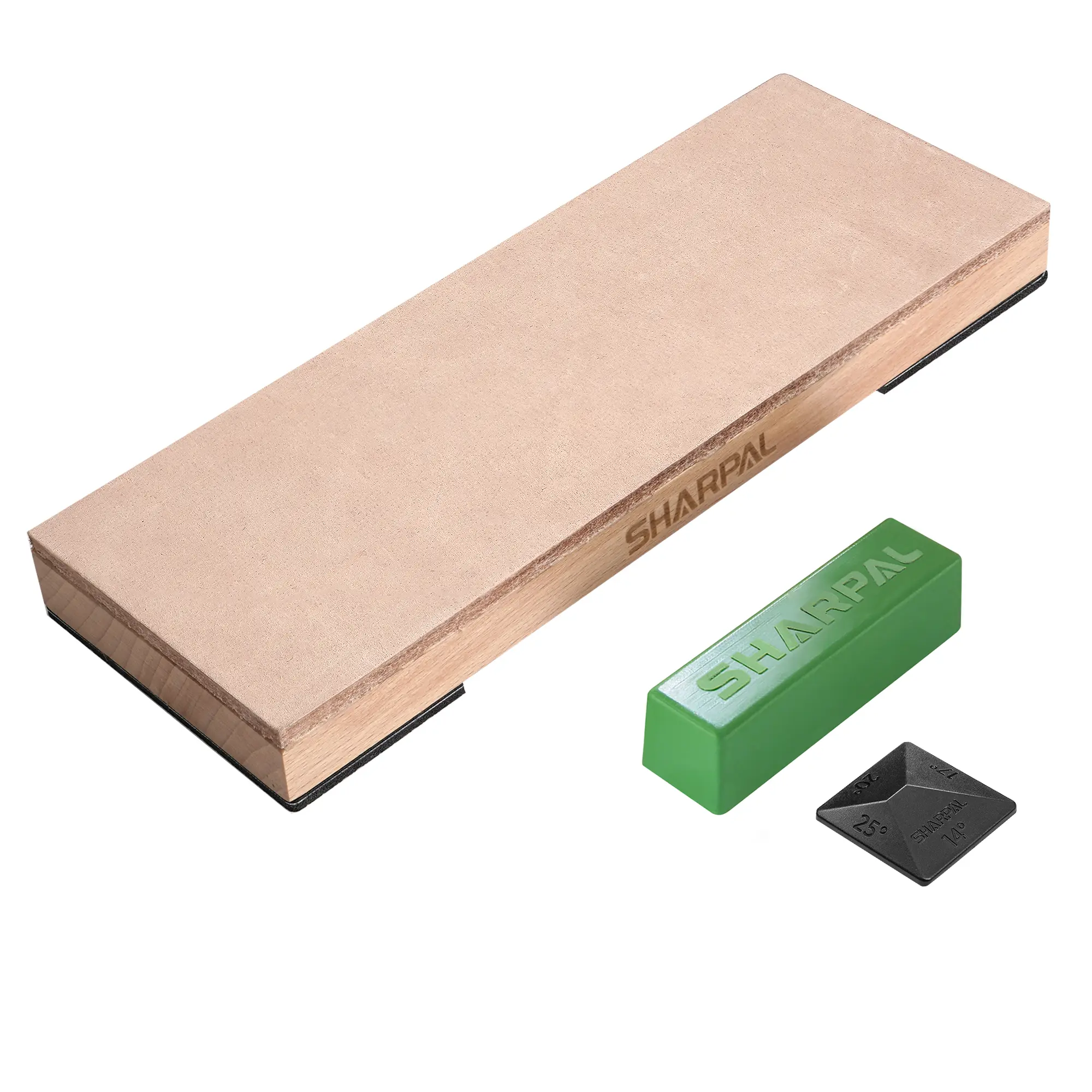SHARPAL 204N Leather Strop 8" x 3" Kit, Genuine Cowhide Stropping Block with 2 oz Polishing Compound & Angle Guide, Knife Strop for Honing Knives, Tools, Gifts for Men