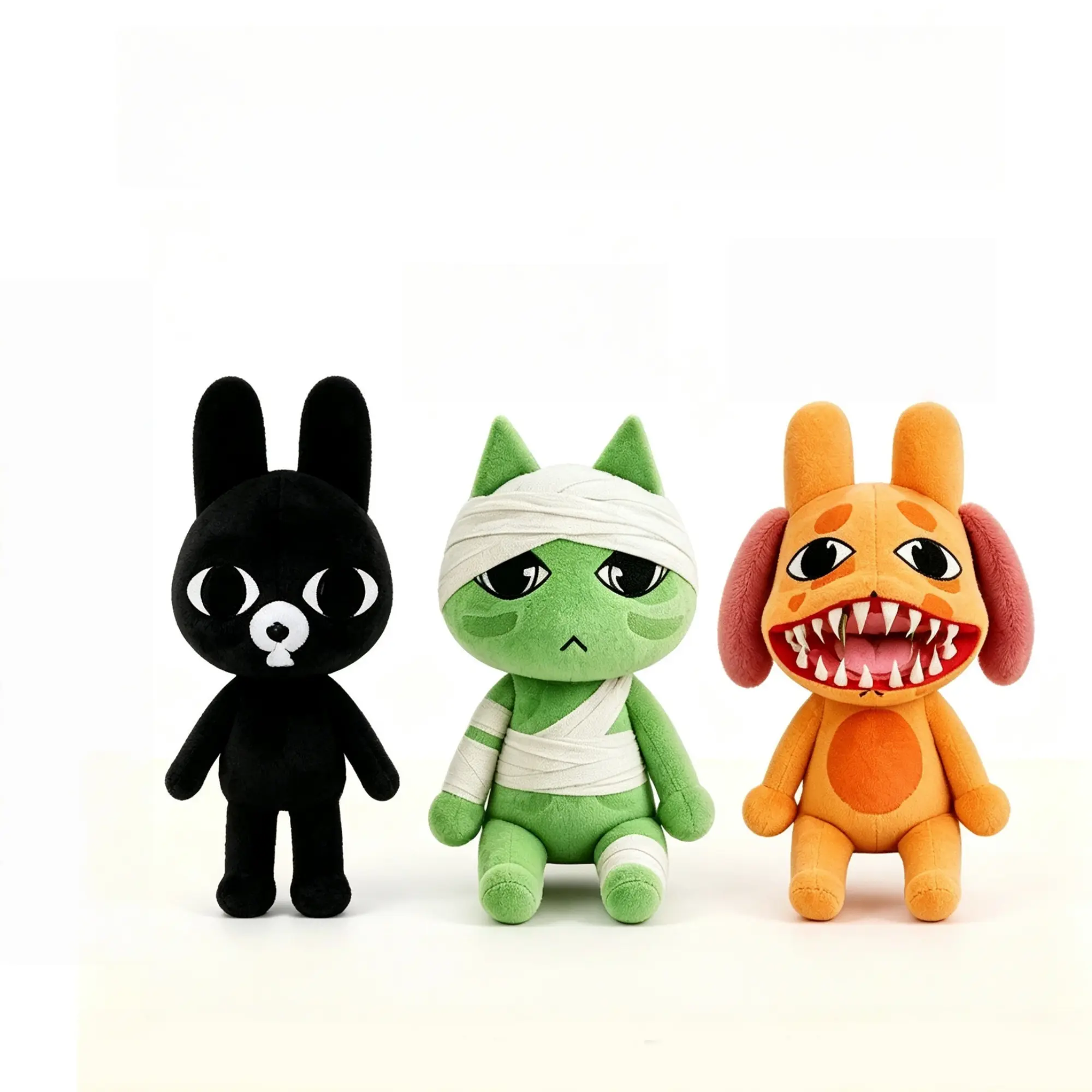 Roblox Animal Hospital Plush, Bandage Green Cat & Sharp Teeth Orange Dog Soft Stuffed Dolls, Horror Game Figure Toy, Cute Spooky Plushies, Gift for Fans, Kids & Collectors, Home Decor