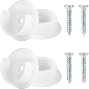 4pcs Plastic Closet Rod Holders Tension Pole Bar Sockets for 1-3/8" Heavy Duty Wardrobe Tube Rail Support Bracket with Screws Fittings for Home Bathroom Shower Curtain Clothing Store White