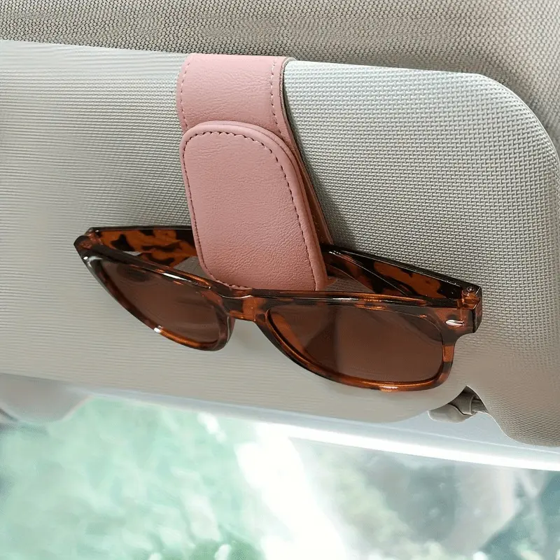 Car sun visor sunglasses holder, magnetic PU leather glasses sunglasses hook, used for cars, ticket clips, glasses holder, Car Accessories