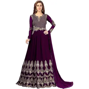 Women's Georgette Embroidery Anarkali Suit Set Stitched