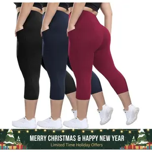 3 Pack Plus Size Leggings with Pockets for Women Black High Waisted Tummy Control Soft Yoga Pants for Gym Workout Leggings#TikTokShopCyberMonday
