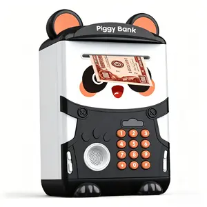 Panda Money Bank, Cute Piggy Bank for Kids with Long Life Plastic Design and Fingerprint Recognition Automatic Rolling Function for Children's Savings Education and Gift