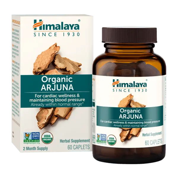 Himalaya Organic Arjuna, 60 Day Supply - Herbal Supplement Supporting Heart Health and Normal Blood Pressure - USDA Organic, Vegan, Non-GMO, Gluten Free, 700 mg, 60 Caplets