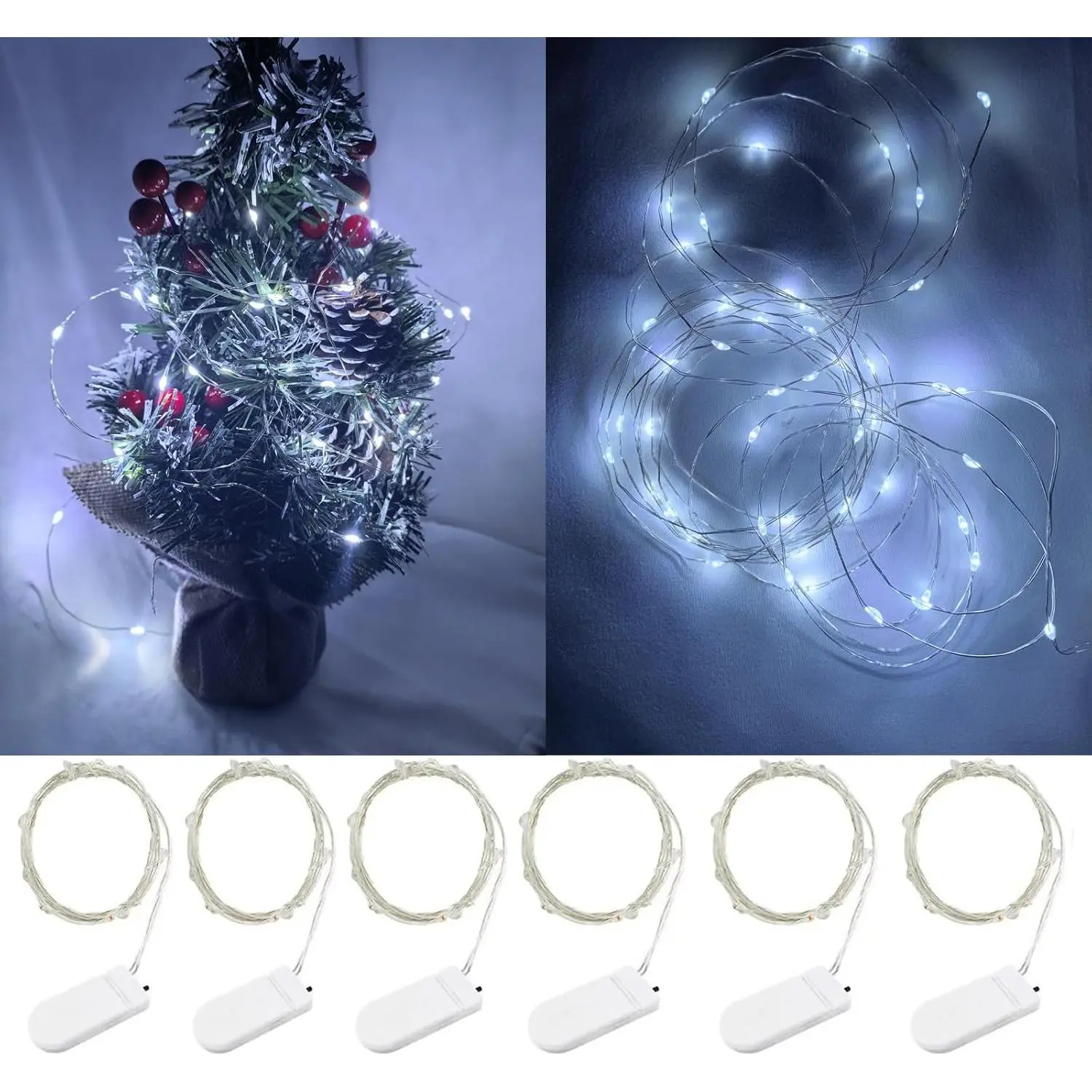 6Pack Fairy Lights  Operated -3.3ft 10 LED  Wire Firefly Mini Lights for Mason Jars DIY Crafts Christmas Wedding Party Centerpiece Table Decor