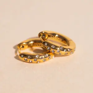 Sparkle Chunky Rounded Huggie Hoop Earrings