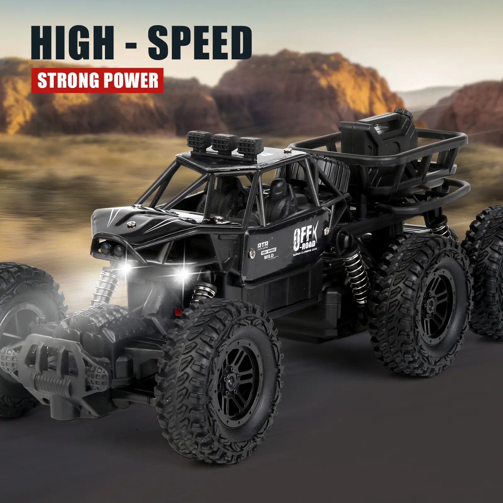 High speed climbing remote control car with all terrain adaptability. Smooth remote control connection, sturdy structure, perfect choice for backyard outdoor parent-child entertainment in hot summer.