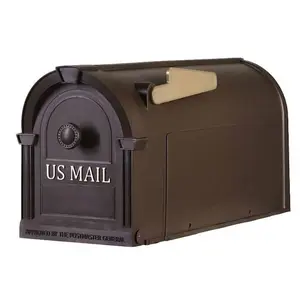 Postal Pro Hampton Post-Mount Mailbox in Bronze with Gold Lettering – Model 1000786078