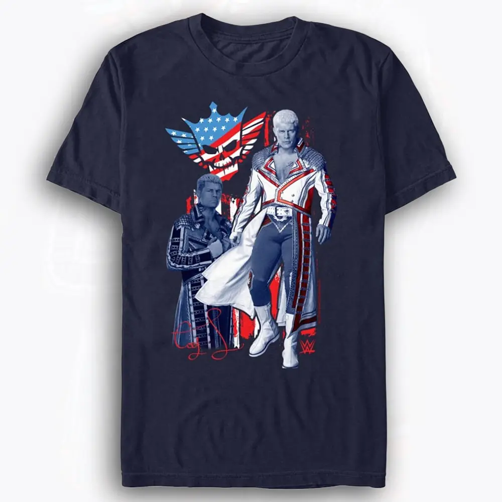 Cody Rhodes Logo Graphic T-Shirt Navy Mad Engine Mens Fan Apparel American Nightmare Wrestling Gear