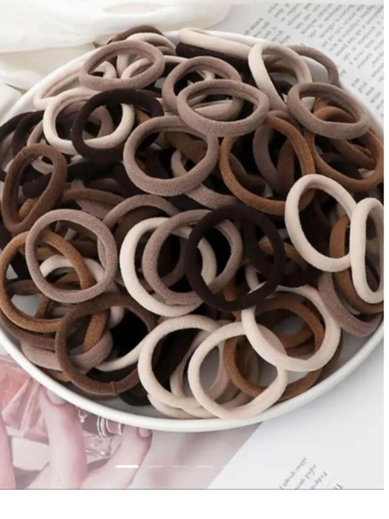 100PCS Solid Color Hair Ties for Women, 4cm Soft Elastic Ponytail Holders, Seamless No Damage Hair Bands for Daily Use