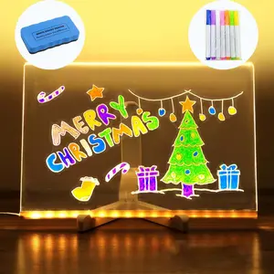 LED Note Board with Colors, Light Up Dry Erase Board & Drawing Tablet, Creative Rewritable Message Board with 7 Markers for Home Office Decor, Kids Gifts (11.8x7.9in)