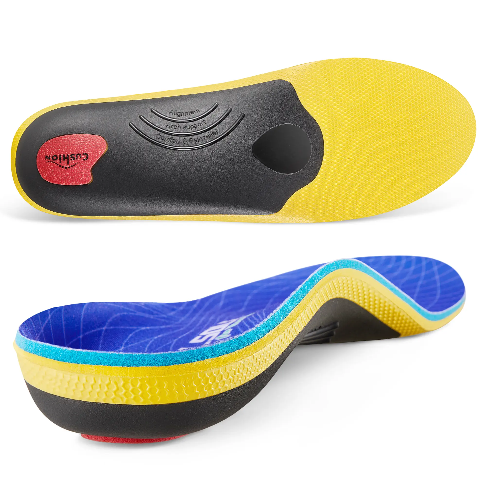 VALSOLE Heavy Duty Orthotic Insoles 220+ Lbs, High Arch Support Inserts for Plantar Fasciitis, Flat Feet, Metatarsal & Heel Pain, Men Women Shoe Insoles for Work Boots, All Day Standing Strong Foot Support