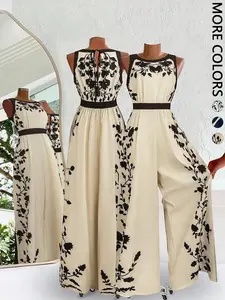 Women's Floral Sleeveless Jumpsuit, Casual Fitted Style, Perfect for Vacation, Single Piece, Comfortable and Stylish