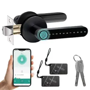 Fingerprint Door Lock with Handle Keyless Entry Door Lock with App Control/Key/IC Card for Bedroom Home Hotel Office Apartment NEW