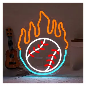 Sign Illuminated Baseball Neon Light For Wall Decor, USB Powered Sport Neon Sign Light For Baseball Field Club 24cm×30cm