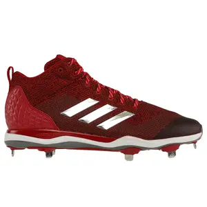 adidas Mens Poweralley 5 Mid Baseball Baseball Sneakers Shoes - Red