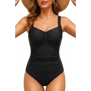 Tempt Me Women Ruched Slimming One Piece Swimsuits Tummy Control Vintage Bathing Suits  SwimWeek  summervibes