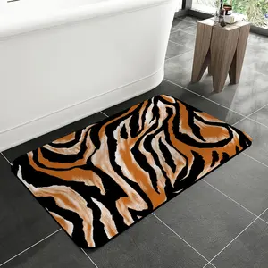 Watercolor Tiger Stripes Bathroom Rug Mat,Zebra Stripes Soft and Non Slip Bath Rugs,Quick-Drying Machine Washable Floor Mat for Shower Room,Bathtub,Kitchen Bathroom Accessories,15.7"*23.6"