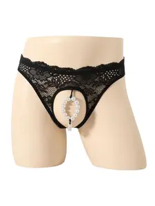 Men's Elastic Underwear Pearl Cut-Out Lace Triangle Erotic Lingerie, Comfortable and Stylish, Perfect for Everyday Wear, Soft Comfy Brief