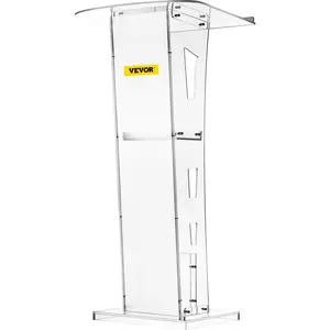 VEVOR Acrylic Podium 45\" Tall Plexiglass Podium 26.8\"x15\" Table Acrylic Pulpits for Churches with 8 mm Thick Acrylic Board Acrylic Podiums and Lecterns Design for Lecture Recital Speech & Presentat