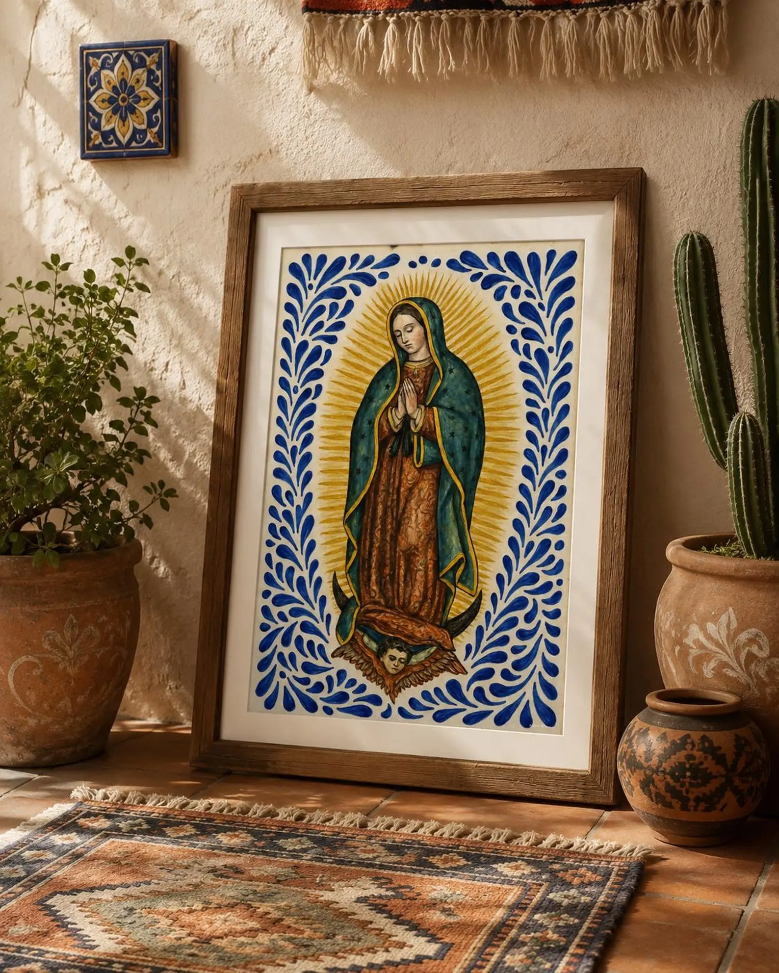 Mexico Talavera art, Mexico Wall art, Talavera decor, Virgen de Guadalupe art,Our lady of guadalupe art, Mexico decor, Mexico culture art